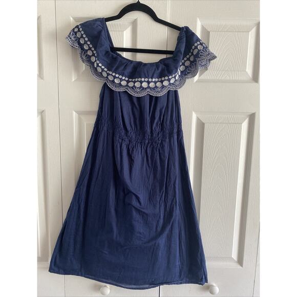 Calypso St Barth Target Womens Small Navy‎ Off Shoulder European Summer Dress - Picture 1 of 7